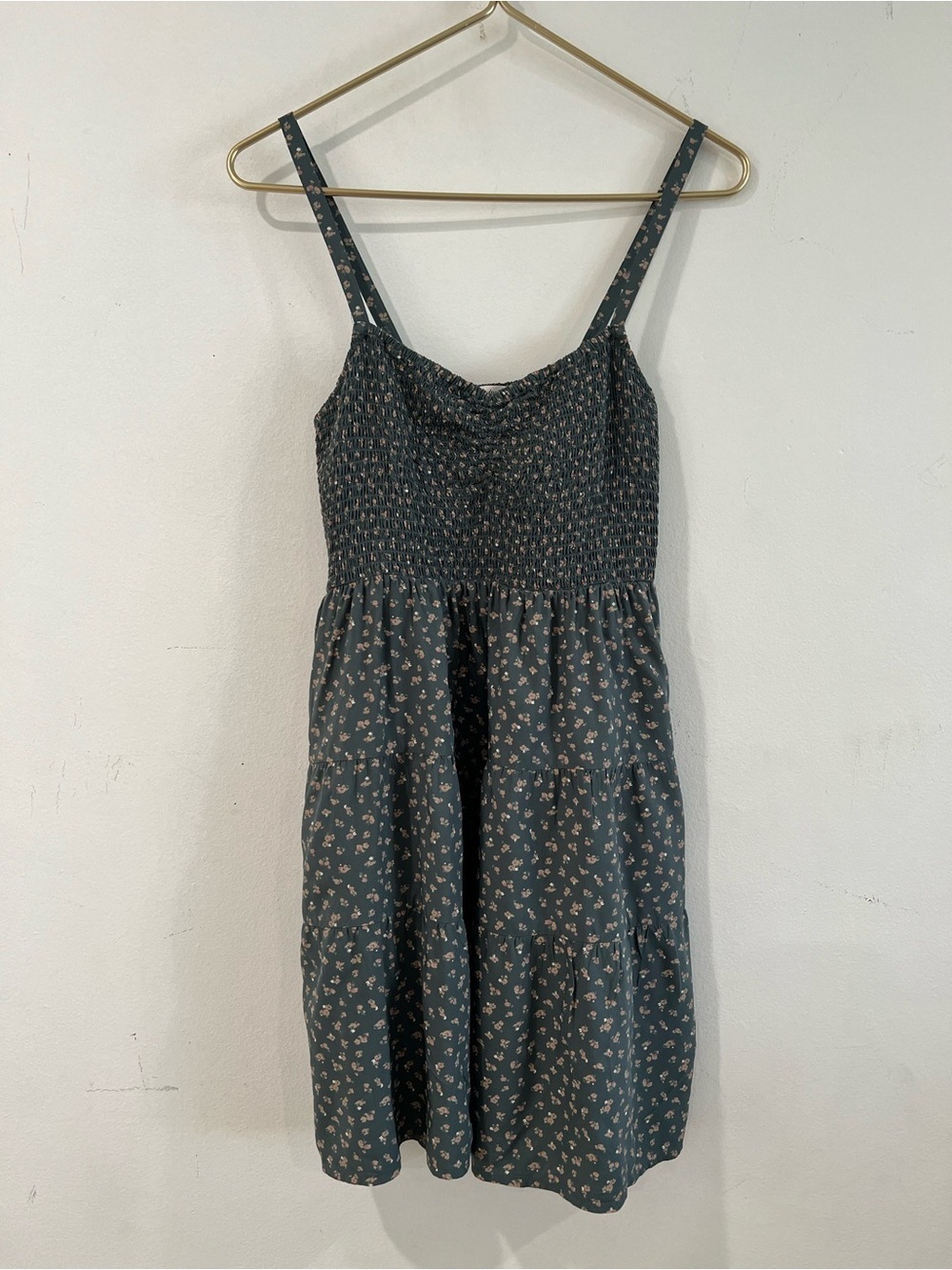 MADEWELL Dark Teal Floral Smocked Sundress L JUNIOR 14-16 years girls